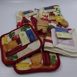 Home Collection Set Zinfandel Kitchen Towel Dishcloth Pot Holder Oven Mitt